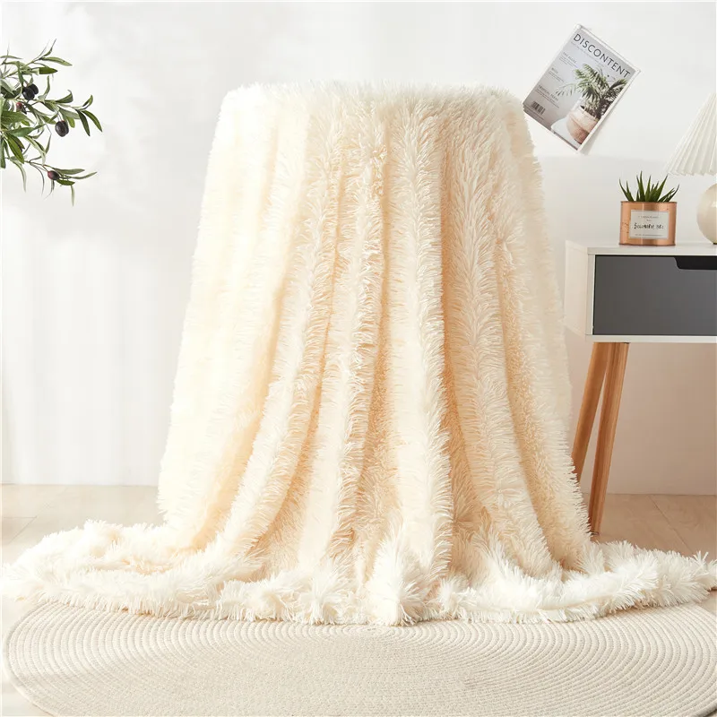 

Sandred throw blanket long hair winter warm bed covers mink hair flannel fleece Home bedspread Christmas gift 160*200cm quilts