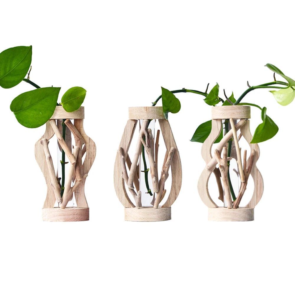 Деревянная ваза ручной работы декоративный цветочный горшок из массива дерева