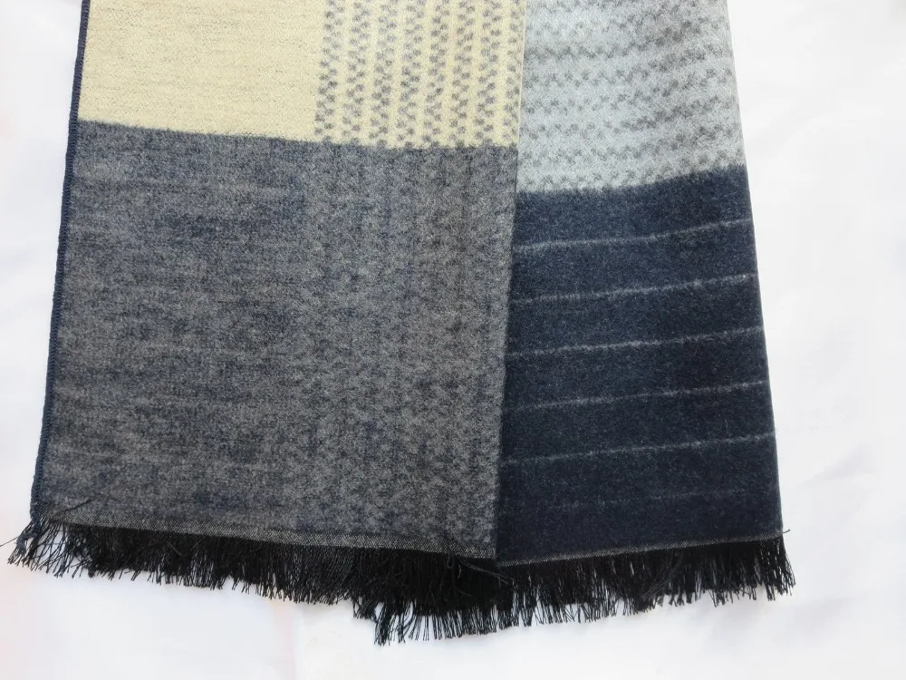 Мужской шелковый шарф винтажный зимний теплый шейный платок двухсторонний мягкий ворс 180*32 см