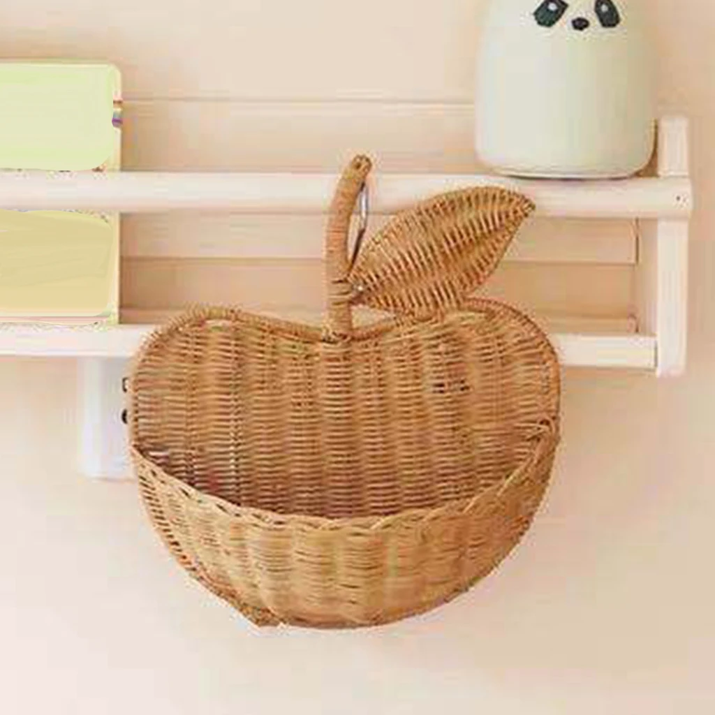 

Rattan Basket Cute Handmade Wall Storage Bin Container Flower Basket Decor