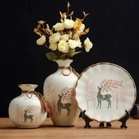 3pcs%ef%bc%89european ceramic vase dried flowers flower arrangement wobble plate living room entrance ornaments home decorations