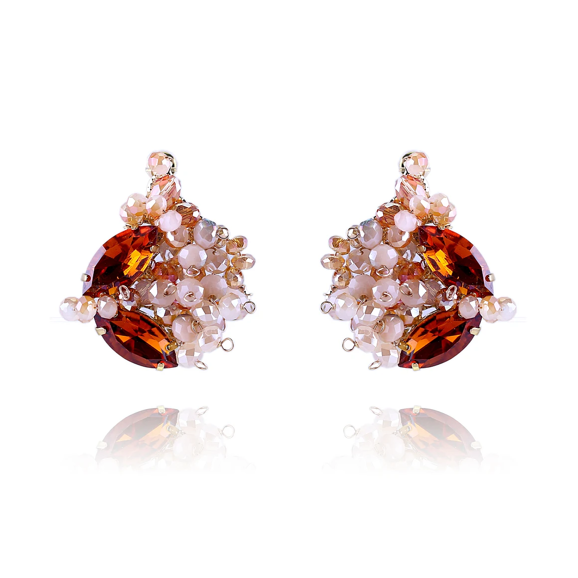 Женские серьги гвоздики с кристаллами 4 цвета|Серьги-гвоздики| |