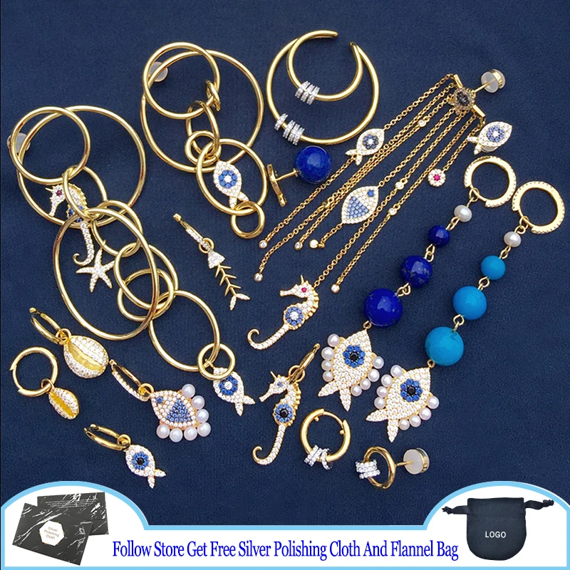 

Seahorse Earring Tassel Pearl Fish Long Hoop Earrings Bohemia Style Anniversary Gift Charm 925 Silver Earrings For Women Casual