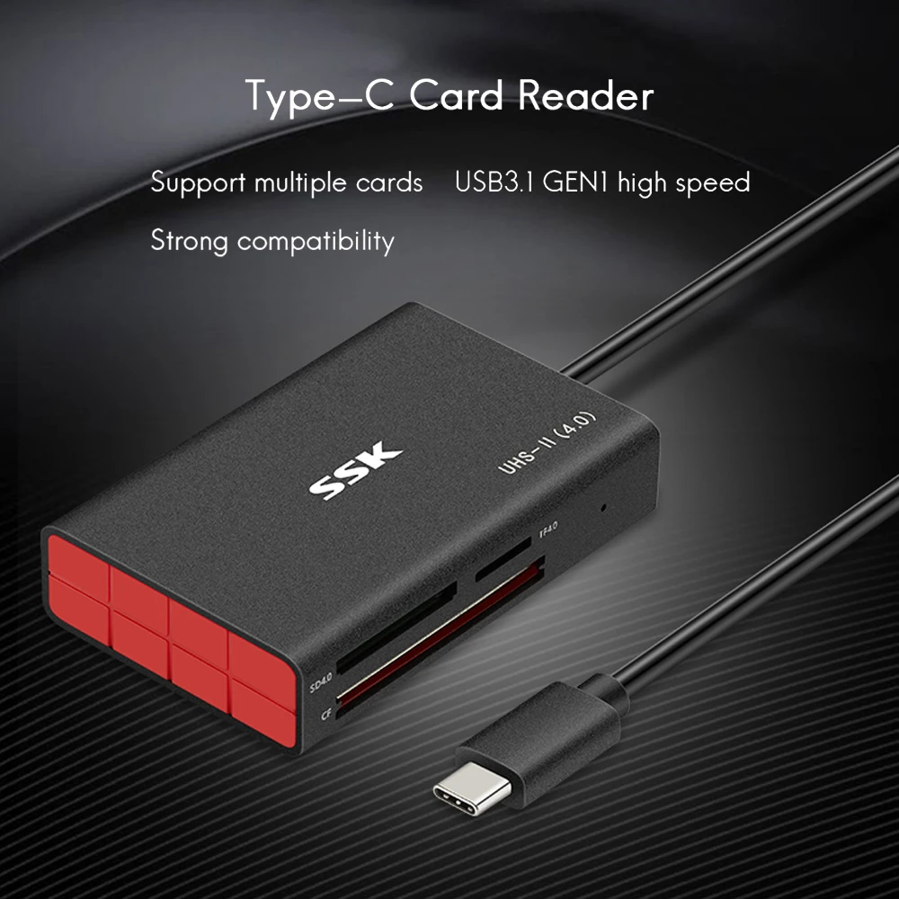 SSK Высокоскоростной USB 3 0 кардридер sd4.0 / tf4.0 cf type c Android мобильный телефон otg