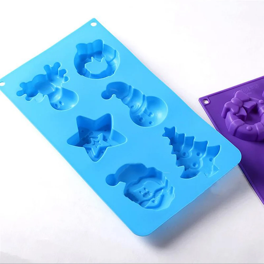 Food Grade Silicone Baking Molds 6 Slots Christmas Theme Candy Chocolate Cake Making Non-stick Mold |