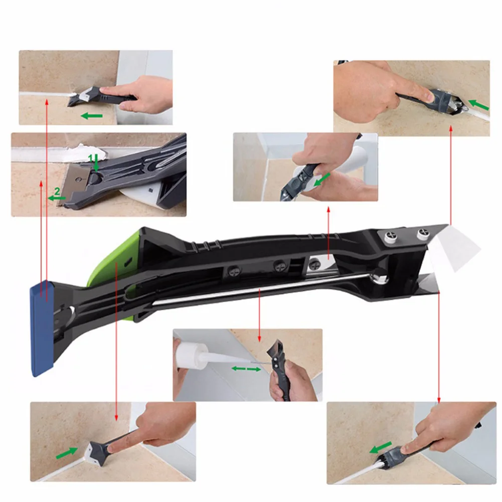 

5 In1 Silicone Remover Sealant Smooths Scraper Caulk Finisher SGrout Kit Tools Floor Mould Removal Hand Tools Set Accessories