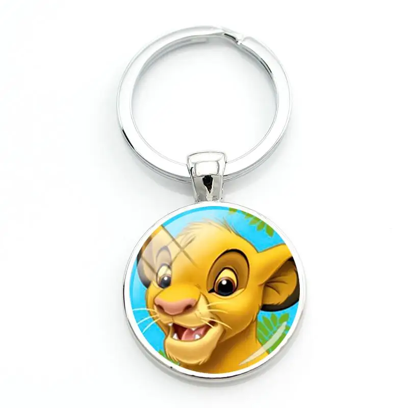 Disney The Lion King Characters Pattern Anime Keyring Bag Car Keychain Pendant Glass Cabochon Keychains Unisex Jewelry DSN145 | Украшения и