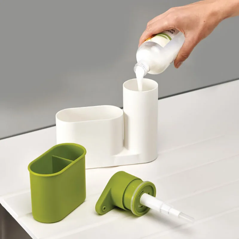 kitchen soap dispenser with sponge holder bottle hand sanitizer and detergent liquid sub bottling rack bathroom kitchen gadget free global shipping