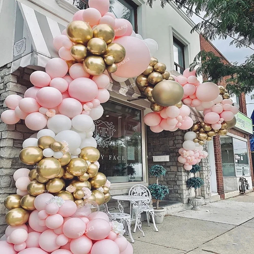 

148pcs Pink Gold White Silver Balloon Garland Arch Kits Rose Gold Metallic Latex Balloons Wedding Birthday Party Decor Supplies