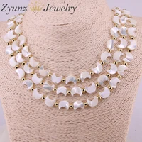 5pcs natural white mop moon necklace white mother of pearl beads necklace gold beads and white shell diy beads necklace