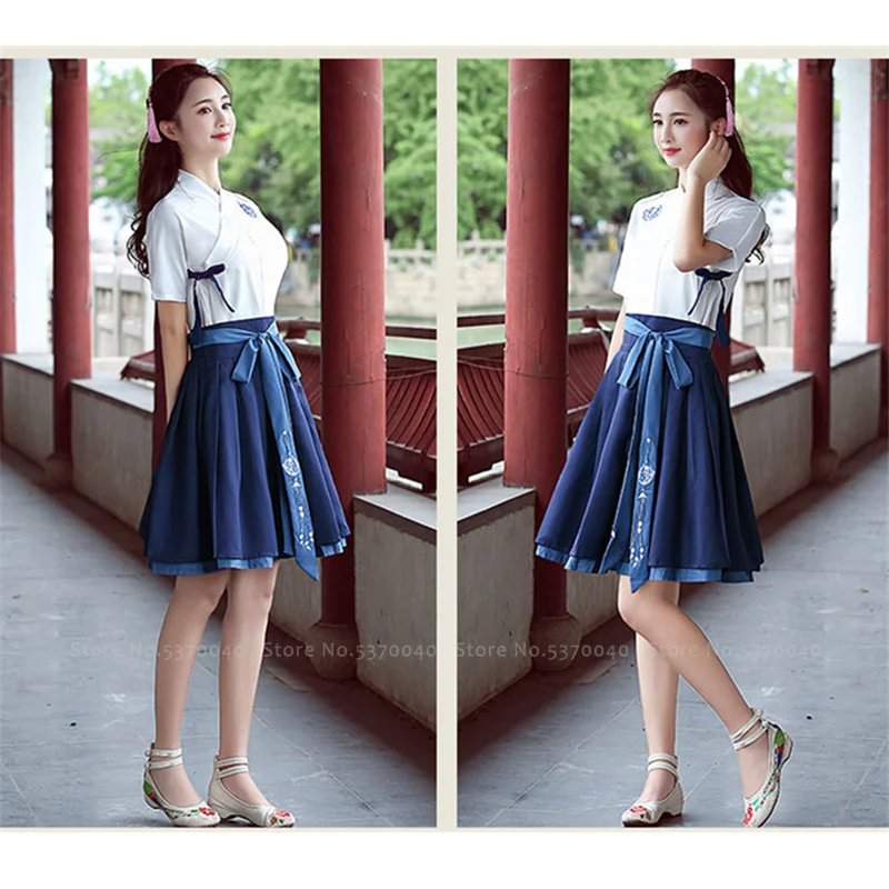 Летние женские вечерние платья Hanfu в китайском стиле Вышитое Платье-чанпао