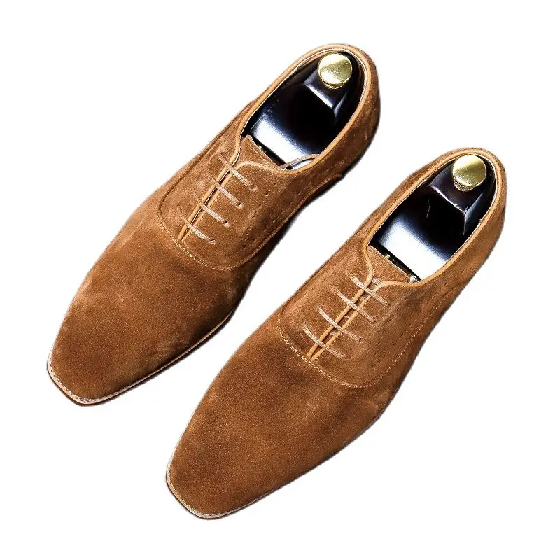 

90216 новые модные деловые Повседневные Туфли Для Молодых британских мужчин квадратные Формальные матовые замшевые кожаные туфли