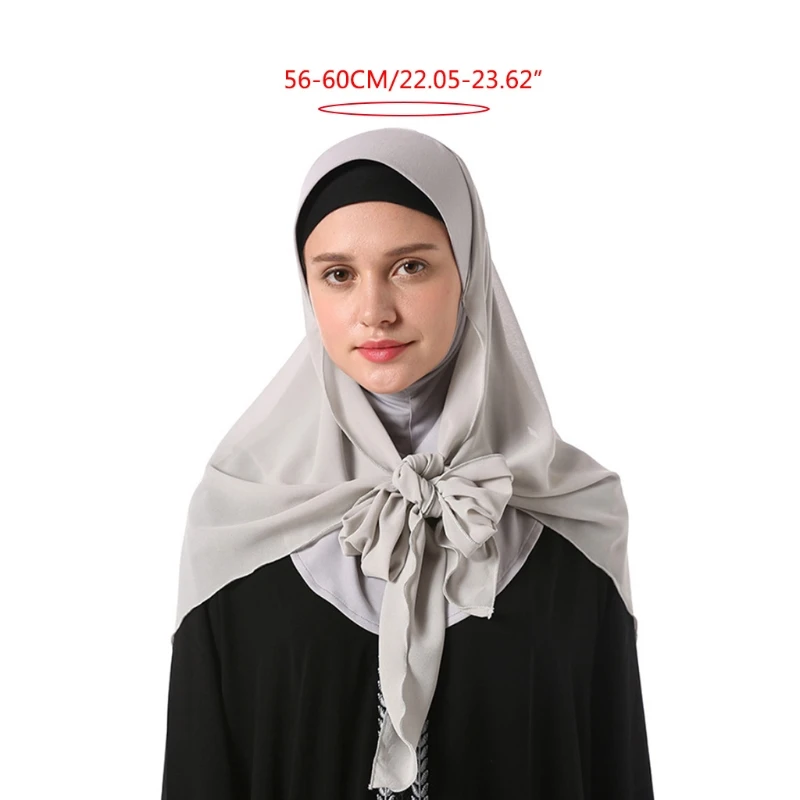 

Muslim Turban Inclusive Bubble Chiffon Scarf Elastic Solid Color Hat for Women Soft Fashion Headwear Stretchy Head Wraps