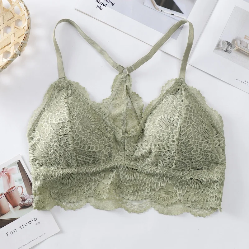 Женский кружевной бюстгальтер без косточек Привлекательный с треугольной
