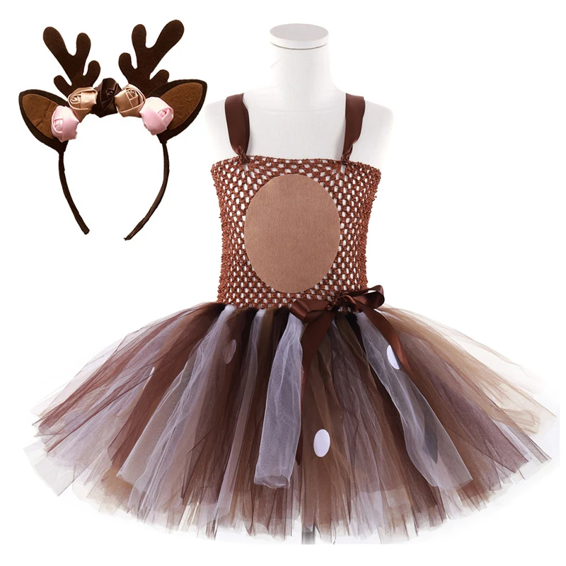 Платье-пачка с изображением оленя платья для маленьких девочек костюм Хэллоуина