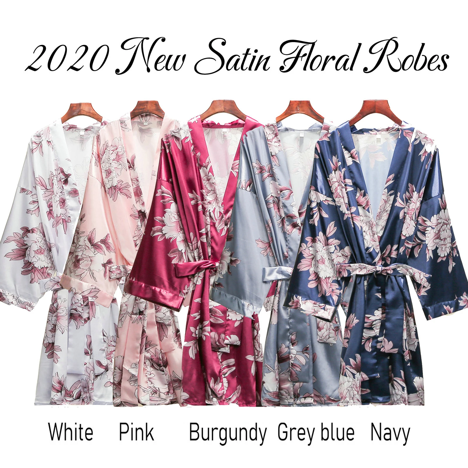 Satin Silk Floral Robe Bride Robe Bridesmaid Robes Bridal Party Gift Robes Birthday Robe Sleepwear Bathrobe Short Nightgown