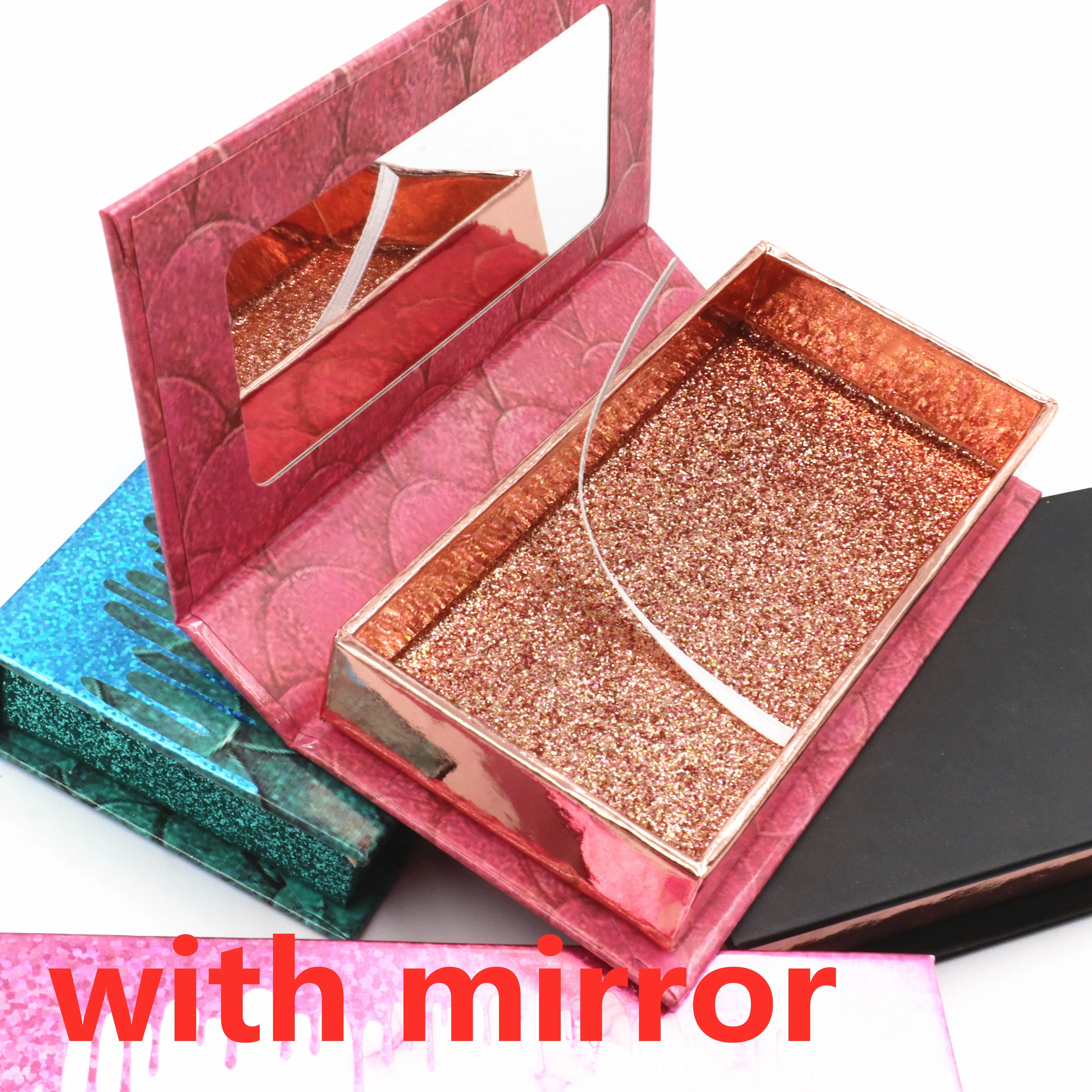 

New Eyelash Packaging Box Eyelashes Lash Case Empty Eyelashes Packaging rectangle Box with Mirror Extension