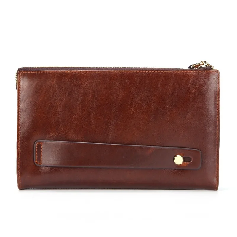 Kopen Mannen Lang Geld Tas Echt Lederen Portemonnee Grote Capaciteit Business Vintage Kaarthouder Portemonnee Mannen Handtas Clutch Bags