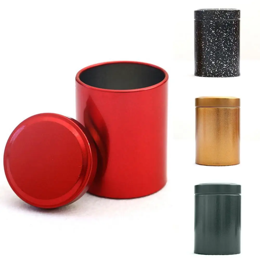 

2Pcs Solid Color Tinplate Mini Tea Herb Stash Jar Spices Container Travel Box