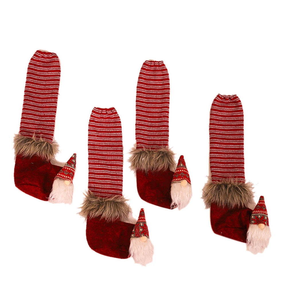 

Christmas Stockings Chair Socks, Elastic Holiday Gnome Chair Leg Covers Floor Protector for Home Party