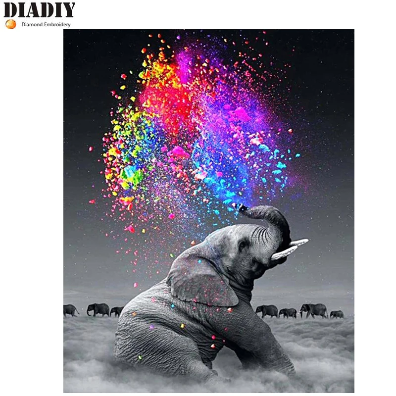 

Full Square/Round Drill 5D DIY Diamond Painting Colored elephant 3D Embroidery Cross Stitch Mosaic Decor Gift