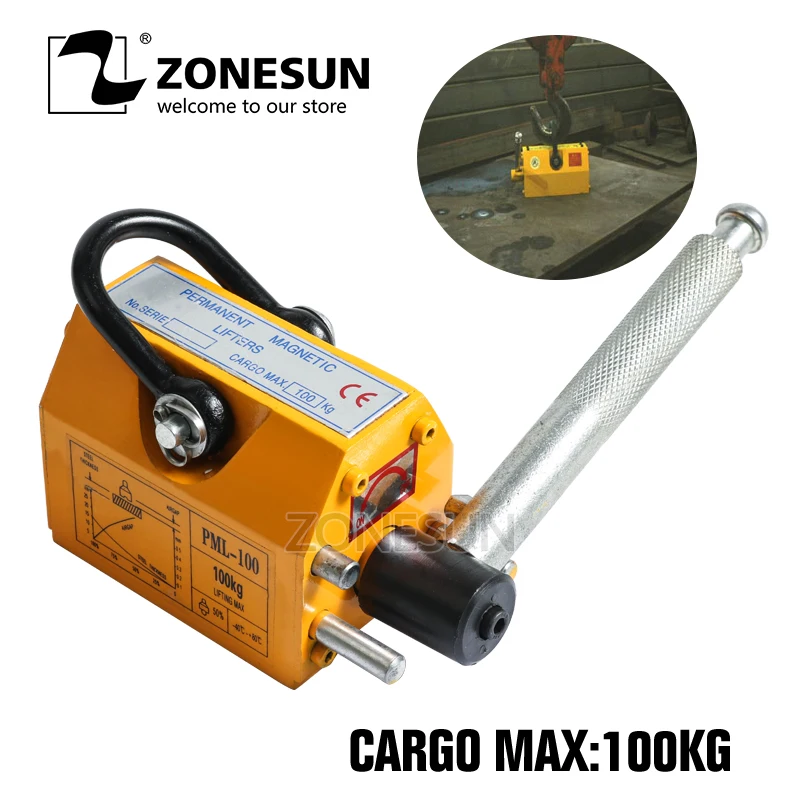 ZONESUN 0 1 T (100 кг) стальной лист подъемный кран магнитный инструмент Материал