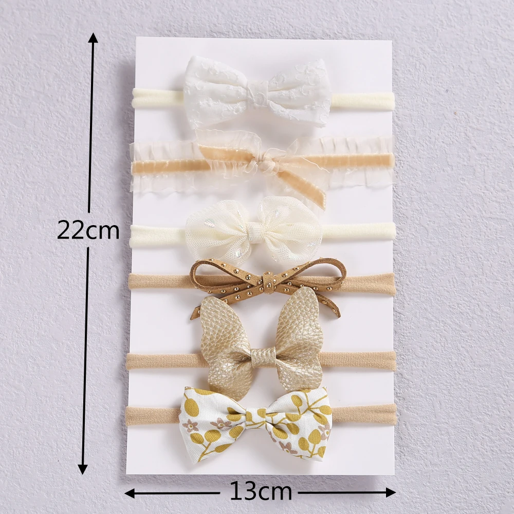 6 unids/set colorido lazo cinta para beb&eacute; ni&ntilde;a el&aacute;stico nailon suave diadema reci&eacute;n nacido beb&eacute; turbante beb&eacute; accesorios para el pelo-3