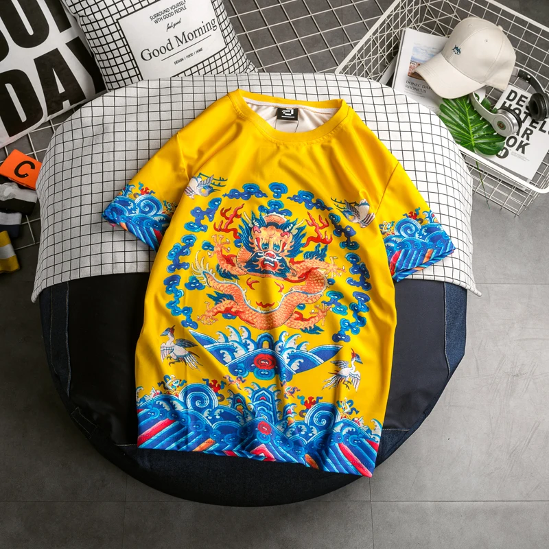 Футболка с 3D-принтом китайского дракона для мужчин и женщин винтажный Топ в стиле