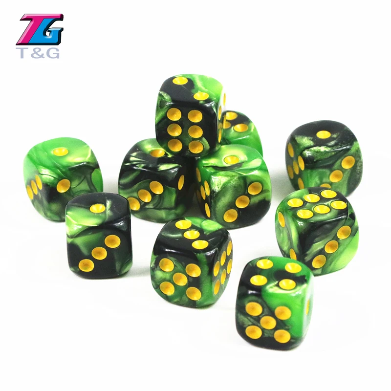 Игральные кости T & G 10 шт./компл. 12 мм D6 с золотой стандартной точкой для настольных