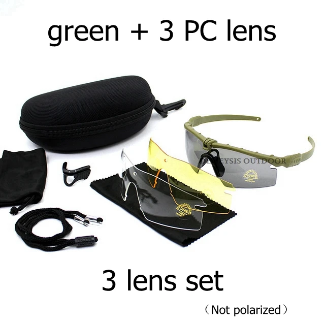 green no polarized Поляризационные армейские очки, солнцезащитные очки, военные тактические очки, дорожные очки, тактические страйкбольные очки, охотничьи очки - Цвет: green no polarized