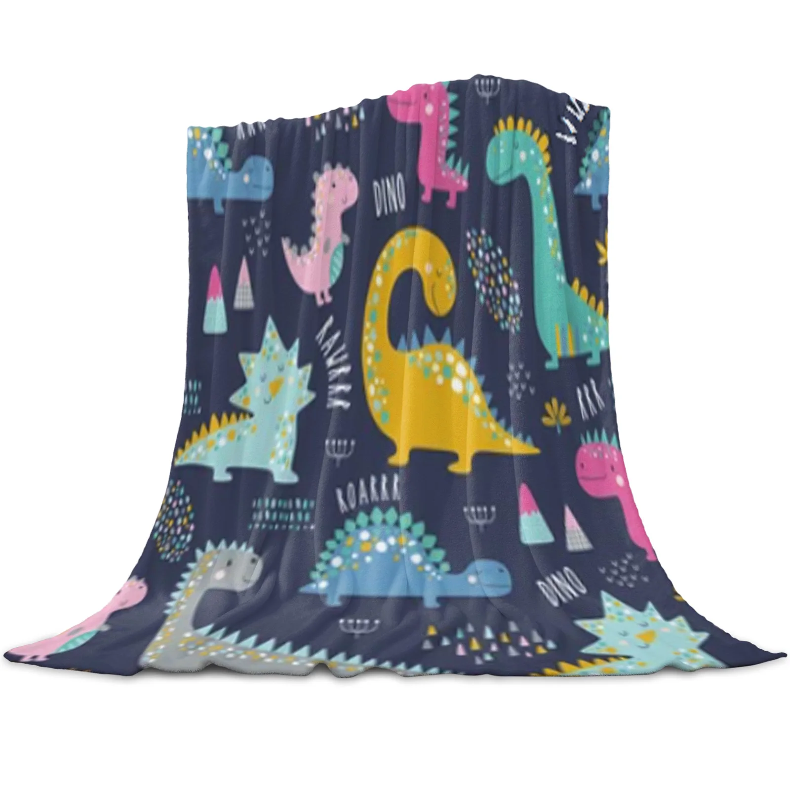 

Cute Cartoon Dinosaur Throw Blanket for Sofa Christmas Decoration Bedspread Portable Microfiber Flannel Picnic Blanket