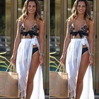 Женская Пляжная накидка на бикини, короткая Пляжная накидка-саронг, Повседневная Свободная однотонная Пляжная накидка для женщин, Пляжная накидка