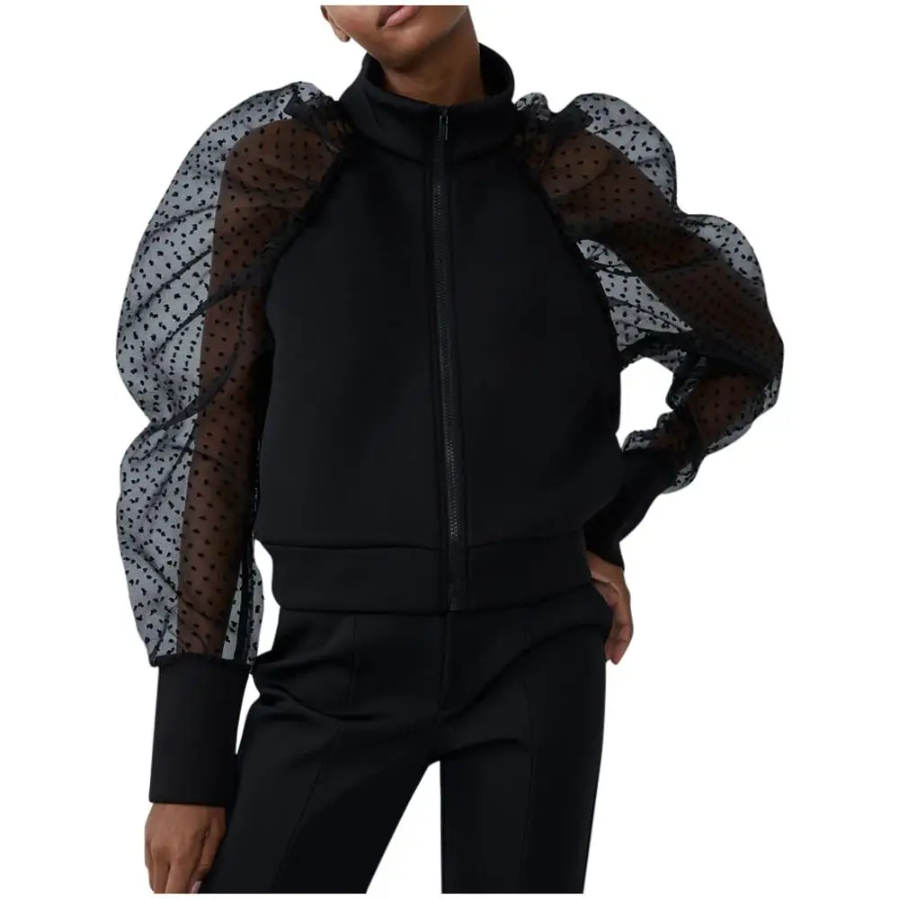 Женские полупрозрачные сетчатые блузки в горошек элегантные однотонные рубашки