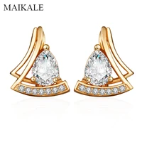maikale trendy letter shape zirconia stud earrings for women zircon beads earring cz earings new fashion jewelry gifts