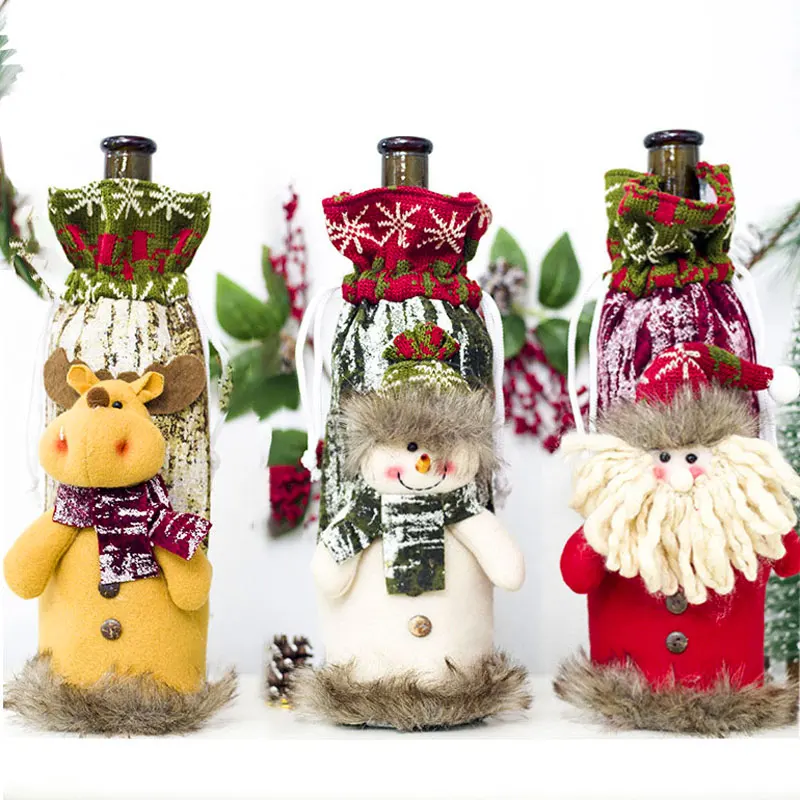 Год Рождество Санта/Снеговик винная бутылка пылезащитный чехол Noel Natal рождественские украшения для домашнего ужина Декор