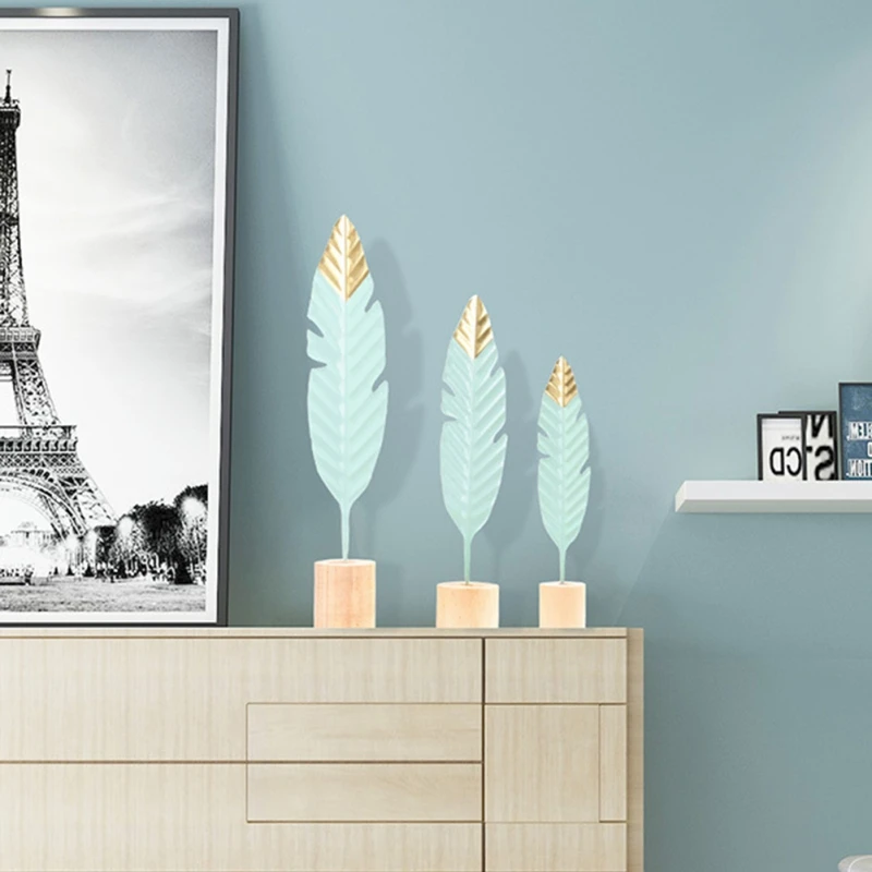 

Creative Ornaments Wrought Iron Feather Bedroom Metal Decoration Furnishings Home Living Room Gift Ornaments