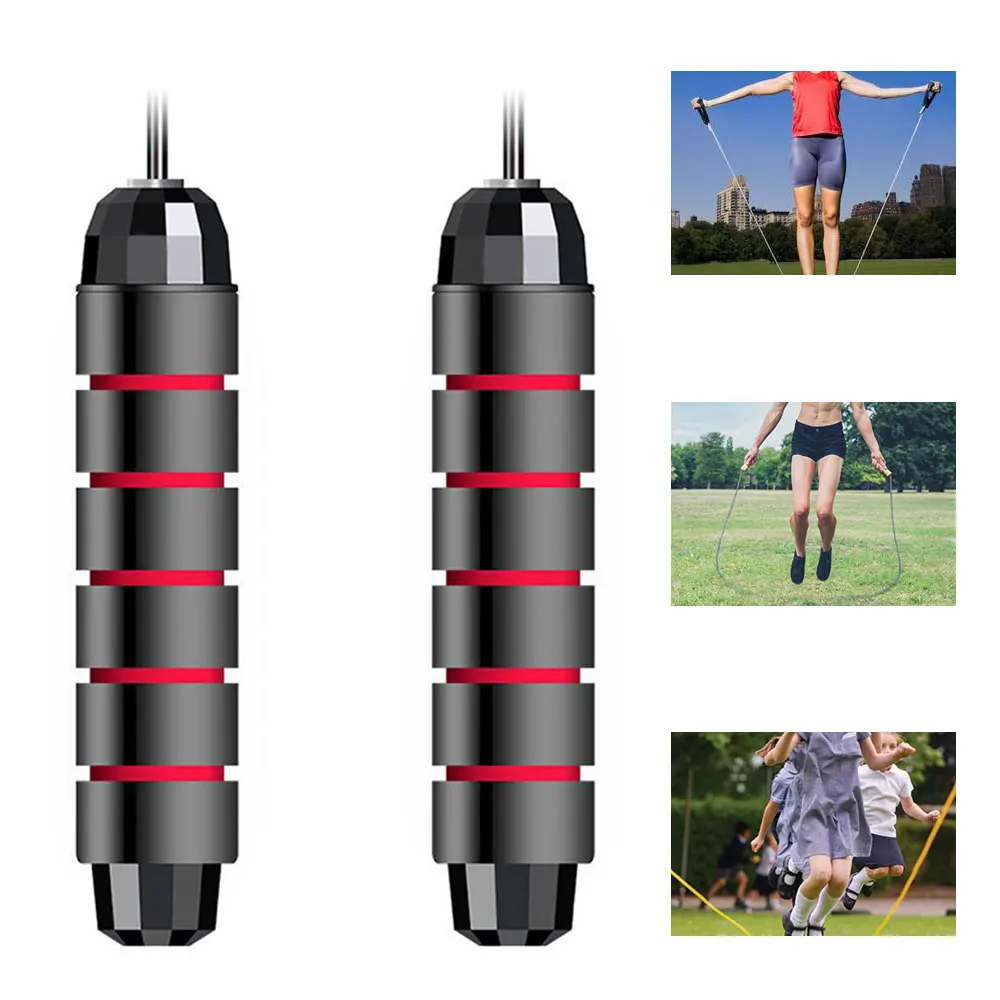 Black and Red Без запутывания с шариковыми подшипниками Быстрая Скорость Скакалка для кроссфита Excercise и фитнес тренировки оборудования Скакалка ноги унисекс дети - Цвет: Black and Red
