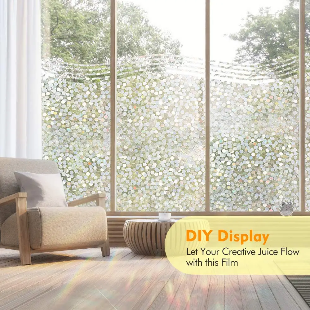 

LUCKYYJ Window Film, Low Privacy Door Film,No Glue Self-adhesive Removable Anti UV Glass Sticker for Home and Office Decoration