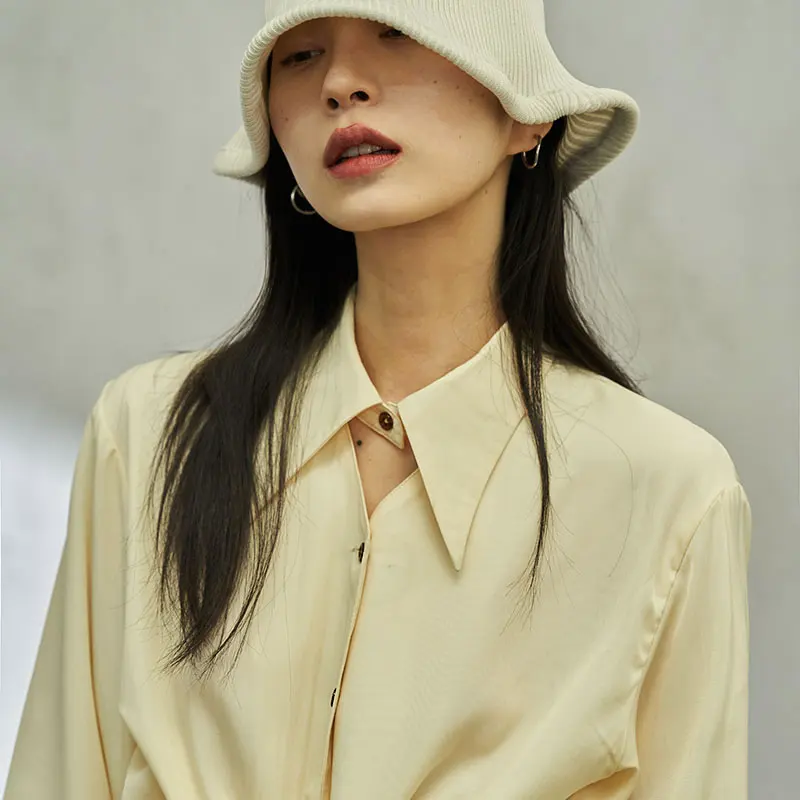 

XITAO Hollow Out Casual Blouse Women Clothes 2021 Summer New Fashion Loose Plus Size Polo Collar Long Sleeve Shirt Top ZLL5467