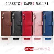Flip Bracket Leather Phone Case For OPPO Find X2 X3 Neo Lite F17 F19 Pro Plus 4G 5G Zipper Wallet Card Slot Solid Color Cover