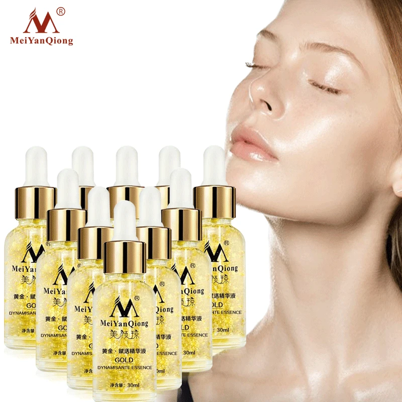 10PCS Skin Care 24K Gold Essence Day Cream Anti Wrinkle Face Care Anti Aging Collagen Whitening Moisturizing Hyaluronic Acid