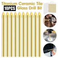 10 bit ceramic tile and glass bit titanium ceramic glass bit tungsten carbide crosshead 6mm drill holes in tiles or walls