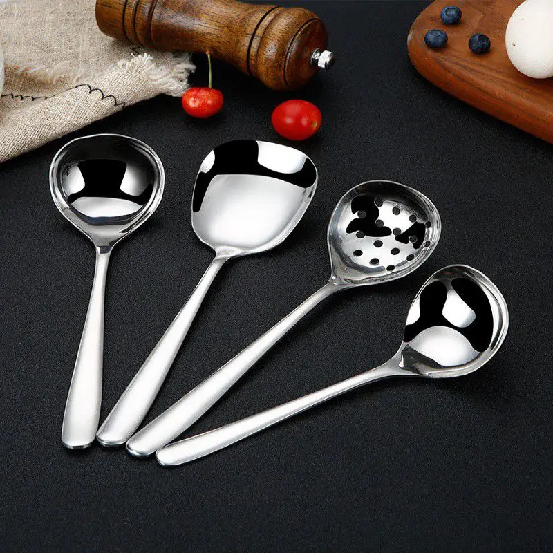 Серебряная длинная нержавеющая сталь для ложек набор столовых приборов супа