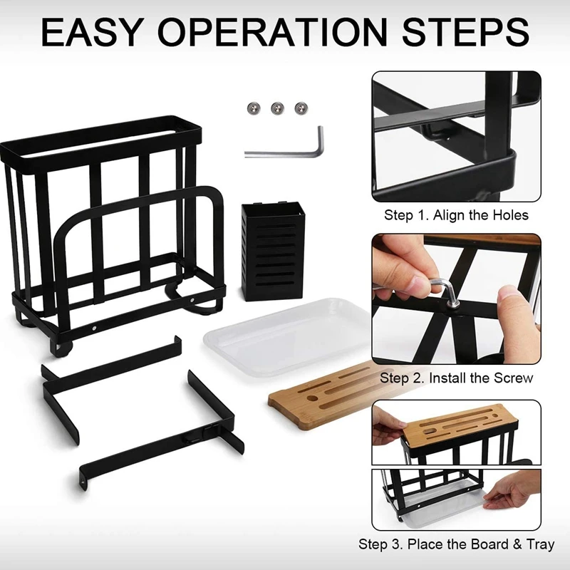 

Kitchen Holder,Knife/Cutting Board/Pot Lid Organizer,Utensils Rack,Kitchen Countertop Storage,Cutting Board