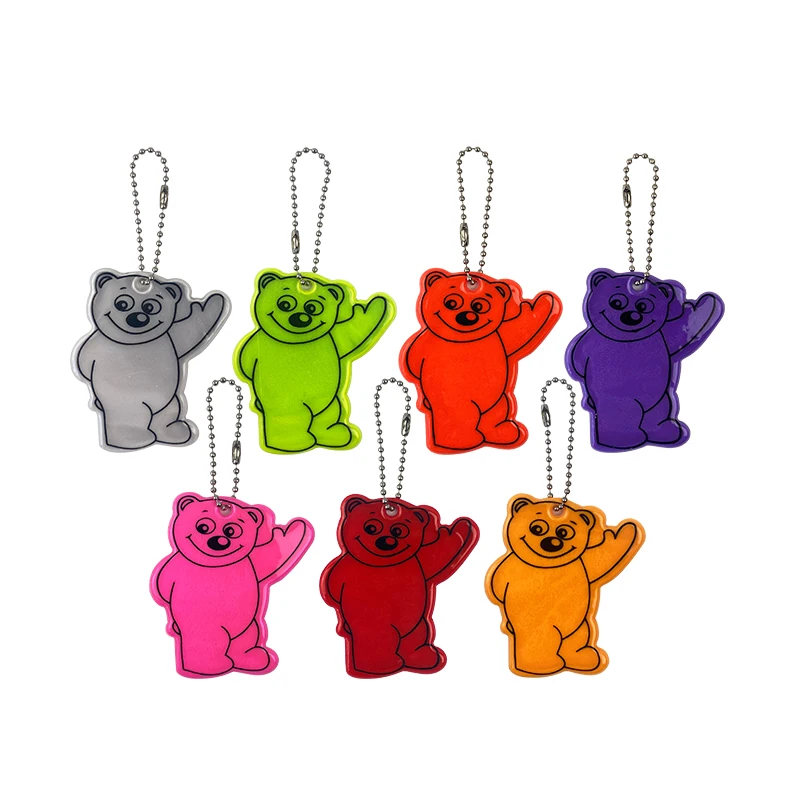

cute Bear Reflective bag pendant PVC Reflective keychains car keyrings Holiday gift accessories for traffic safety use reflector