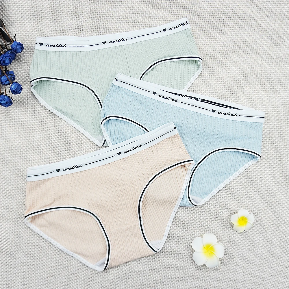 

IXueJie Cotten Underwear Women Lingerie Femme Cute Panties Solid Color Briefs Loli Pink Panties Low-Rise Letter Edge Wholesale