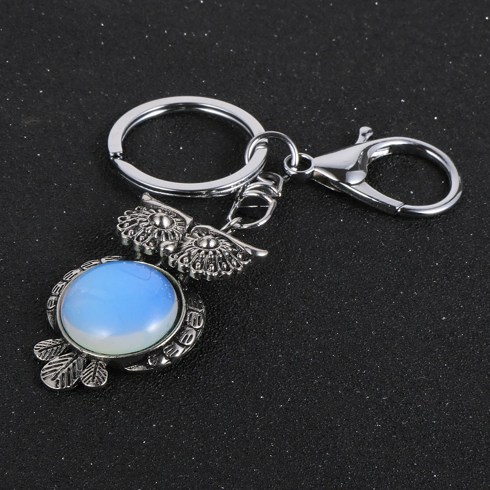 Брелок из круглого натурального камня брелок для ключей в форме Совы с тигриным