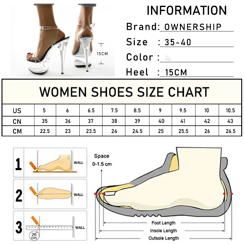 

Women Tansparent Platform Sandals Ladies Buckle Strap Thin High Heels Women's Sexy Open Toe Footwear Woman Fashion Female Shoes