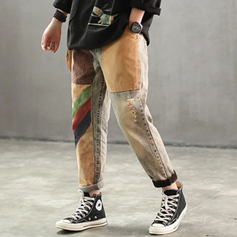 Женские джинсовые брюки Max LuLu винтажные рваные брюки-султанки в стиле панк