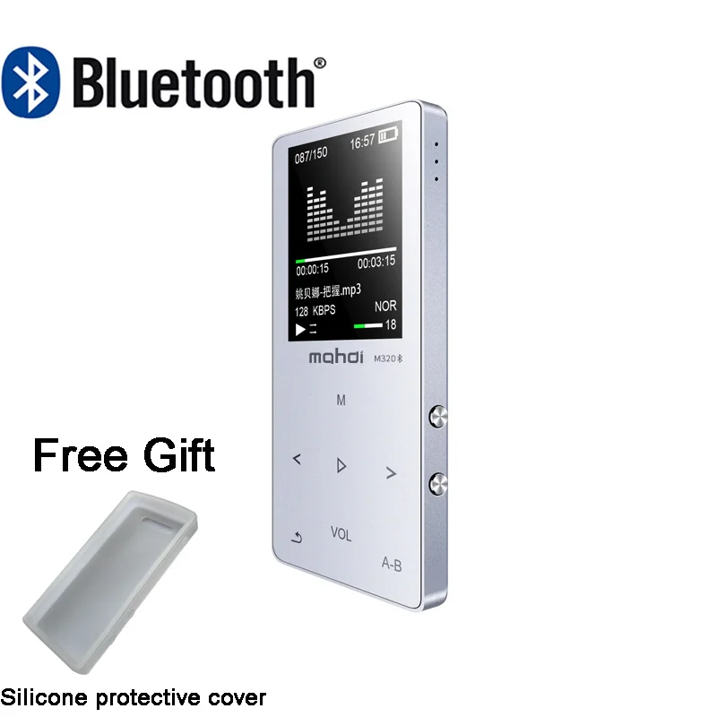 Металлический bluetooth mp3 плеер 8 Гб Встроенный динамик fm-радио электронная книга диктофон портативный аудио Спорт flac музыка видео плеер - Цвет: Серебристый